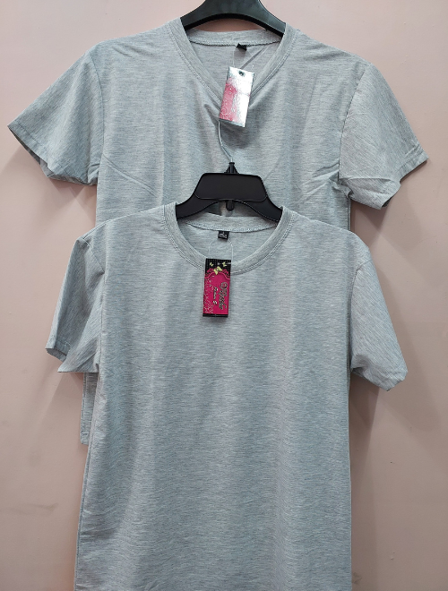 Áo thun cotton xám cổ tròn - Ảnh 3