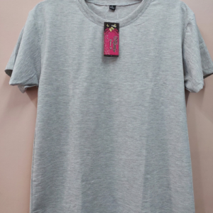 Áo thun cotton xám cổ tròn
