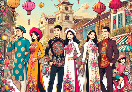 Thời trang cặp đôi - size lớn: Giới trẻ diện áo dài truyền thống và hiện đại trong không khí Tết rực rỡ.