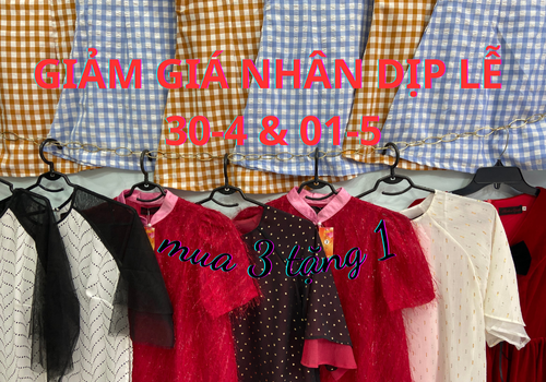 Áo thời trang nữ đủ màu sắc với chương trình giảm giá mua 3 tặng 1 nhân dịp lễ 30-4 và 01-5.