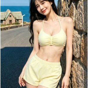 Bộ áo tắm nữ 3 mảnh màu vàng